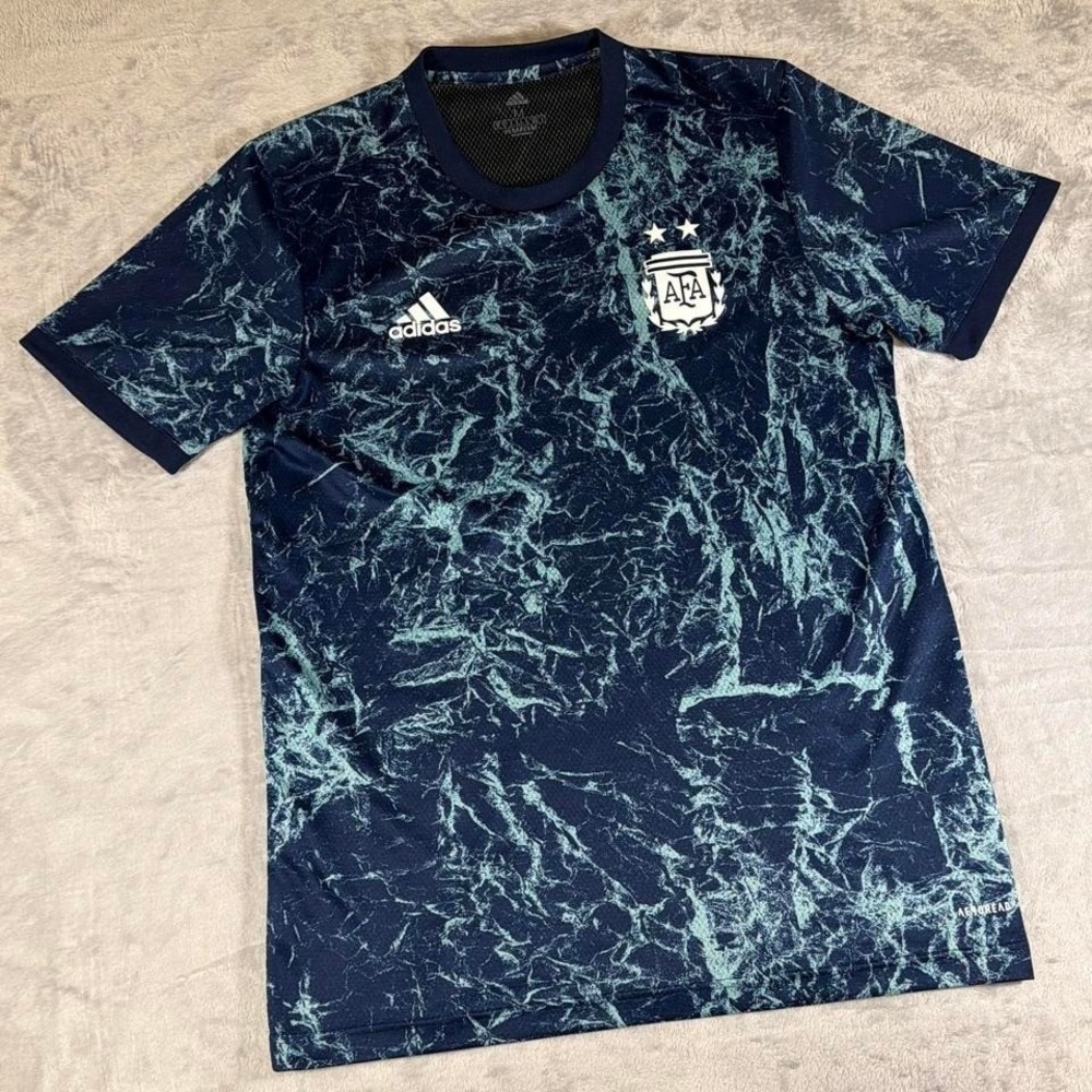 Authentic Adidas Argentina Aqua Electric Print Jersey | Navy/Light Blue | Medium